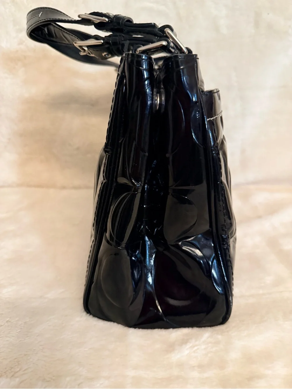 Y2K  Coach Hamptons Signature Embossed Patent Leather Carryall F14413